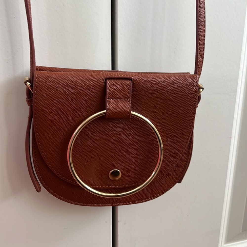 Brown Faux Leather Double Sided Mini Crossbody